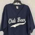 Crazy Ed s Chili Beer Baseball Jersey Mens Xxl Navy Cotton Cave Creek Az
