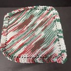 New Dish Cloths Handmade Christmas Knit 100  Cotton Lot Of 4 Red White Green
