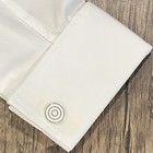 Silver Rings White Round Cufflinks White Circles Cuff Link With Box