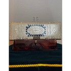 Vintage Tortoise Shell Comb Set With Decorative Case Mirror Gold Embossed