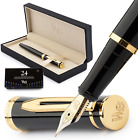 Fountain Pen Set  Medium Nib  Includes 24 Ink Cartridges And Ink Refill Converte