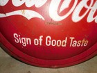 Vintage Drink Coca Cola Double Sided Button Metal Sign -36  Wide- 100  Original