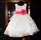 Organza White Flower Girl Dress Junior Pageant Dress Birthday Girl Dress 4613t 