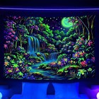 Blacklight Uv Reactive Tapestry Trippy Neon Wall Hanging  Glow In Dark Art Decor
