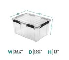 80 Quart Gasket Box Waterproof Clear Plastic Storage Bin Latches 2 Pack