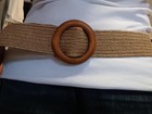 Wide Stretchy Elastic  Straw Khaki Light Brown Belt Medium  Belt Length 45in New