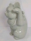 Vintage 1980s Celadon Maneki Neko Cat Figure Figurine Made In Japan Left Paw Up
