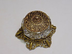 Celeste Czech Glass Gold Tone Base   Lid With Glass Salt Cellar