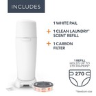 Diaper Genie Complete Pail White W refill 270 Diapers Carbon Filter