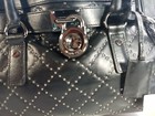 Michael Kors Hamilton Medium Black Purse Shoulder Bag Beaded Quilted Gun Metal