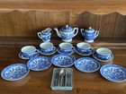 Vintage Blue Willow Child   s Tea Set 20 Pc  Japan   Silverware Stamped Germany