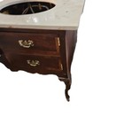 Vintage Double Sink Vanity Cabinet With Brass Fixtures Marble Top