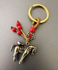 Feng Shui Chinese Brass Yuan Bao Ingot On Lucky Horse Keychain Hanging Amulet