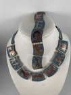 Signed J r  Sterling Silver Brass Zodiac Signs Mexico Necklace Bracelet Set