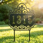 Personalized House Number Metal Sign Custom Address Plaque Elegant Yard Stake