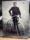    antique 1915 Bicycle And Proud Young Man With Cap    Repro Of Old Image Bicycle