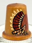 Vintage Wood Wooden Hand-painted Turkey Collectible Sewing Thimble  Thanksgiving