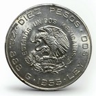            1955 Mexico Hidalgo 10 Peso Silver 90  Coin  Asw 0 8359           