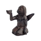 Cast Iron Fairy Figurine Sitting Angel Bird On Hand Garden Shelf Sitter Statue