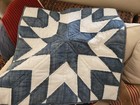 New Pottery Barn Cooper Quilted Patchwork Stitch Star Euro Sham Blue White