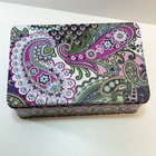 Vera Bradley Storage Tin Purple Very Berry Paisley 2010 Floral Pencil Penbox