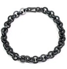 Victorian Vulcanite Necklace Black Mourning Jewelry 19  Chunky Round Chain Link