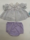 2 Vtg Baby Girl 2pc Outfit Dress   Bloomers Birds Flowers 0 6m 3m