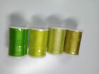 Pure Silk Ribbon 4mm-lot Of 4 Spools-each Spool 10m 11yards-greens