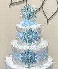 3 Tier  Blue Snowflake Diaper Cake Baby Shower Boy