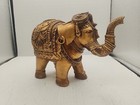 India Lucky Elephant Gold Statue On Stand Trunk Up Resin 11    L 9 5    T
