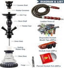 2 Hose Hookah Set 11    Glass Hookah Shisha With Stable Glass Vase Base With Coals