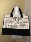    vintage 1950    Canvas Tote Bag - Cream   Black  new W o Tag 
