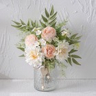 Artificial Flowers In Vase-camellia And White Dahlia Faux Silk 
