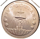 1974 Barbados 5 Dollars Coin Specimen Uncirculated Matte Mintage 3958