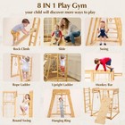8 In 1 Indoor Playground For Kids 1-6  Wooden Indoor Jungle Gym With Slide      