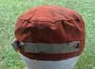 Vtg  Orange Cloth Coal Miner Cap W bracket--free Ship