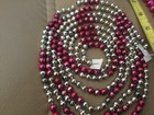Lot Of 2 Vintage Glass Bead Garland Red silver   Red