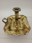 Stamped 19th Century English Brass Chamberstick Pushup Candlestick Finger Hold