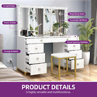 Vanity White Makeup Table Set Dressing Desk With 14 Led Lighted Mirror 8 Drawers