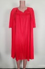 Vintage 70s Texsheen Cool Touch Red Nylon Peignoir Robe Nightgown Size 34 Small