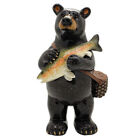 Black Bear With Fish Figurine