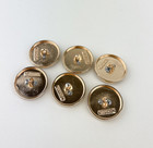 Stamped Lot Of 6 Designer Black And Gold Button