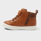 Cat   Jack Sneakers Kids Toddler Size 5 Brown High-top Side Zippers Faux Leather