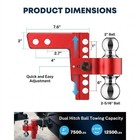 2  Receiver Adjustable Towing Hitch Dual Ball Mount 6  Drop Trailer 12500 Lb Red