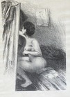 Raphael Soyer Vintage Original Lithograph Signed Seated Woman Artist Drawing