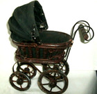 Antique vintage Victorian Doll Carriage  Wood  Wicker  Steel  