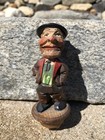 Antique Vintage Anri Hand Carved Wood Mechanical Yakker Man Cork Bottle Stopper 