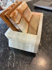 Vintage Square Natural Banded Onyx Marble Stone Coasters With Holder - Set Of 3