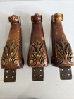 Set Of 3 Matching Vtg Mahogany Tripod Table Legs Acanthus Carved Salvage 11 
