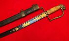 Original American War 1812 Eagle Head Officer Sword Engraved Blade W sheath